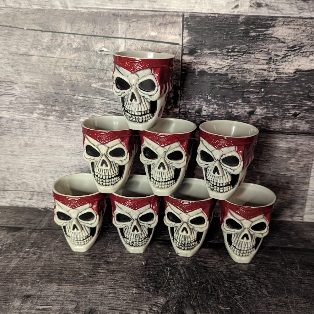 Set of 8 Plastic Skull Shot Glasses